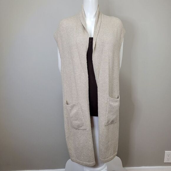 Time and Tru‎ Tan Open Front Sleeveless Duster Cardigan Size M - Picture 1 of 7